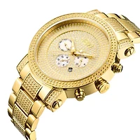 JBW Victor Mens Diamond- and Crystal-Accent Gold-Tone Stainless Steel Watch JB-8102-A