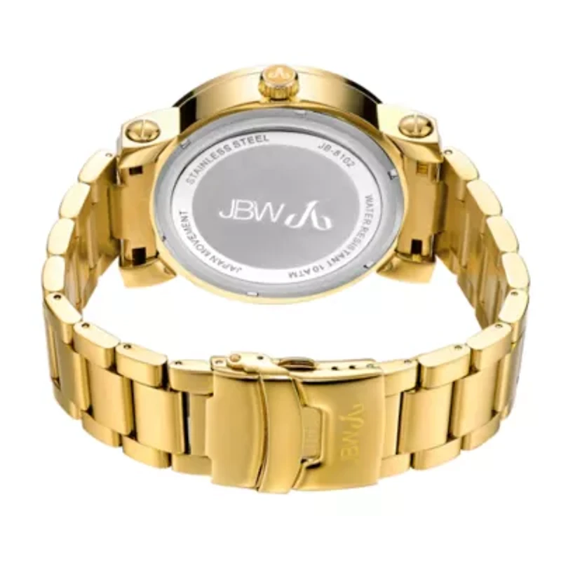 JBW Victor Mens Diamond- and Crystal-Accent Gold-Tone Stainless Steel Watch JB-8102-A