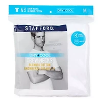 Stafford Dry + Cool Mens 4 Pack Short Sleeve Crew Neck Moisture Wicking T-Shirt