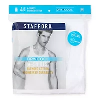 Stafford Dry + Cool Mens 4 Pack Quick Tank