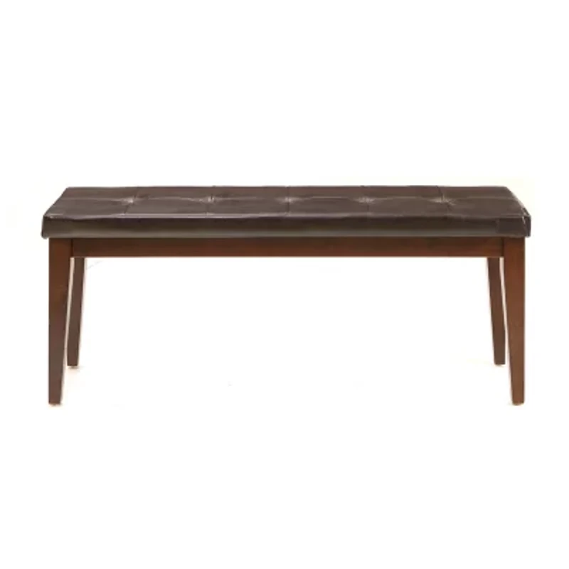 Landry Tufted Faux-Leather Bench
