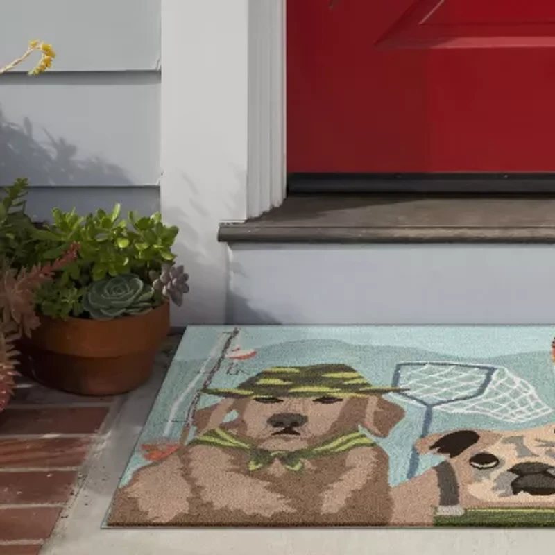 Liora Manne Frontporch Fishing Patrol Animal Hand Tufted Indoor Outdoor Rectangular Accent Rug