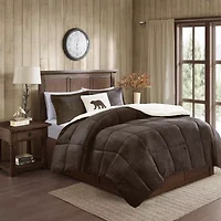 Woolrich Alton Plush to Sherpa Down Alternative Comforter Set with Throw Pillow