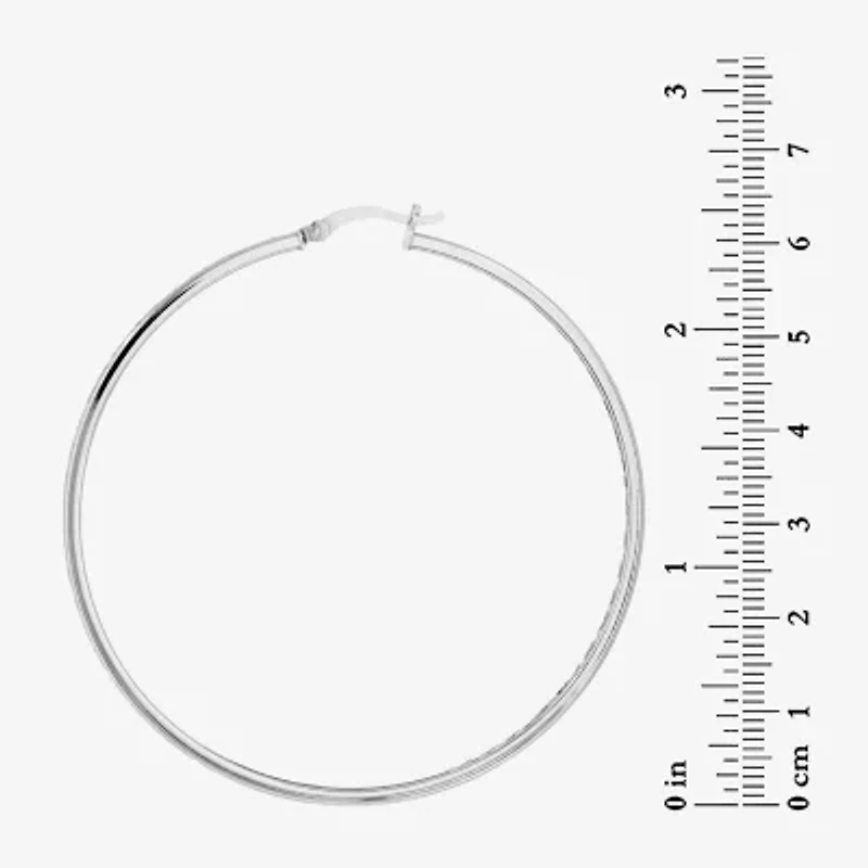 Womens Sterling Silver 60mm Hoop Earrings