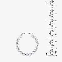 Womens Sterling Silver 30mm Round Hoop Earrings