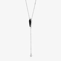 Womens Black Onyx Sterling Silver 18 Inch Y Necklace