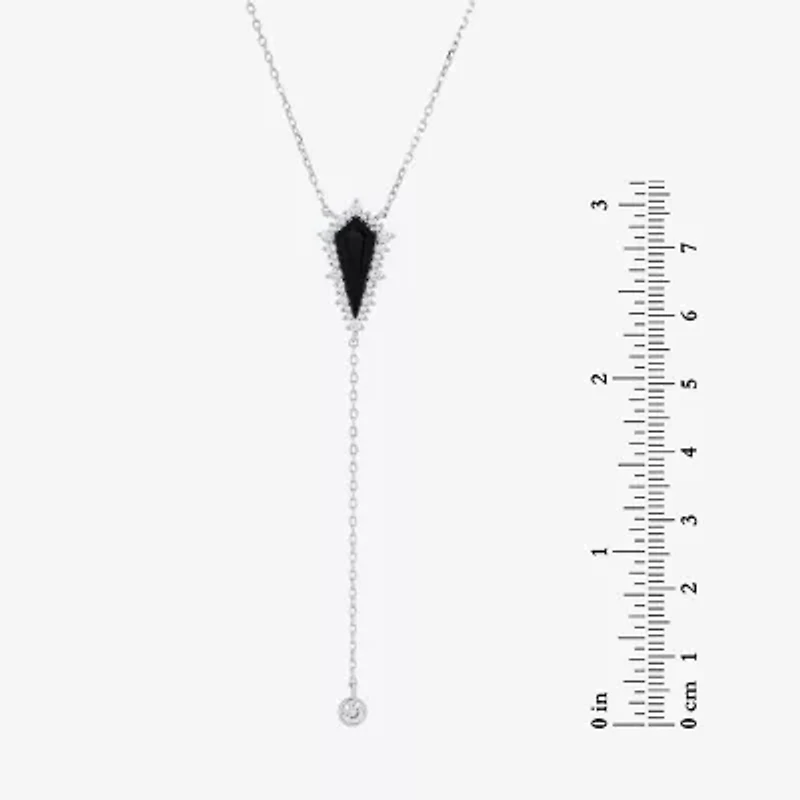 Womens Black Onyx Sterling Silver 18 Inch Y Necklace