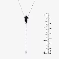 Womens Black Onyx Sterling Silver 18 Inch Y Necklace