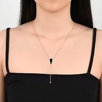 Womens Black Onyx Sterling Silver 18 Inch Y Necklace