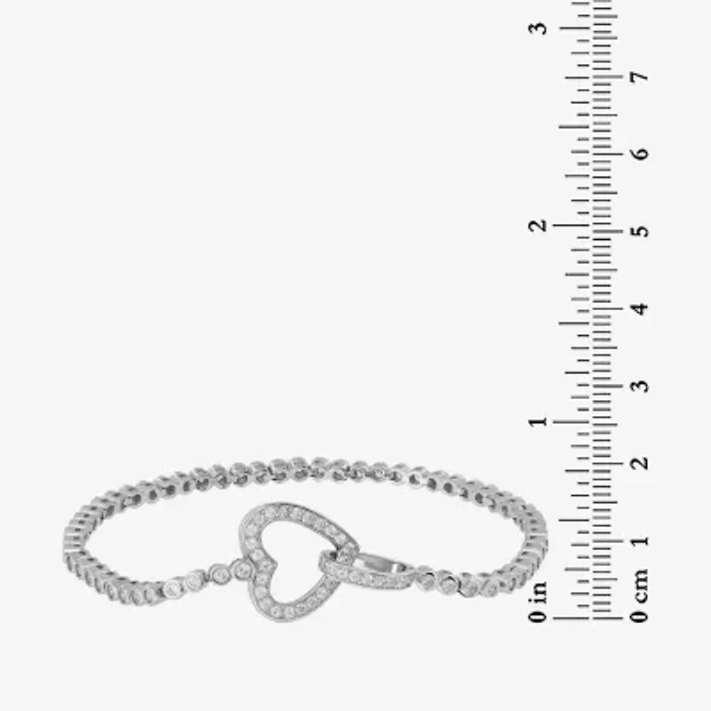 DiamonArt® 3 3/4 CT. T.W. White Cubic Zirconia Sterling Silver Heart 7.25 Inch Tennis Bracelet