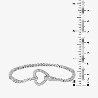 DiamonArt® 3 3/4 CT. T.W. White Cubic Zirconia Sterling Silver Heart 7.25 Inch Tennis Bracelet