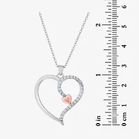 DiamonArt® Womens 1/2 CT. T.W. Cubic Zirconia 18K Rose Gold Over Silver Pendant Necklace
