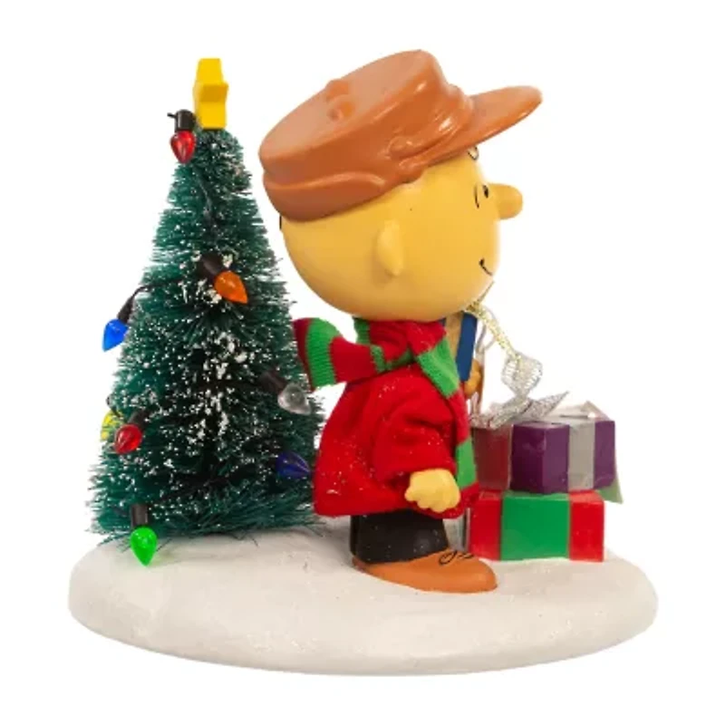 Kurt Adler 4.5-Inch Fabric Mache Charlie Brown With Tree Peanuts Christmas Tabletop Decor