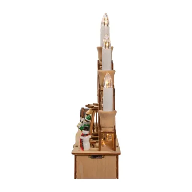 Kurt Adler 10.25-Inch Wooden Led Motion Lighted Plays Music Christmas Village