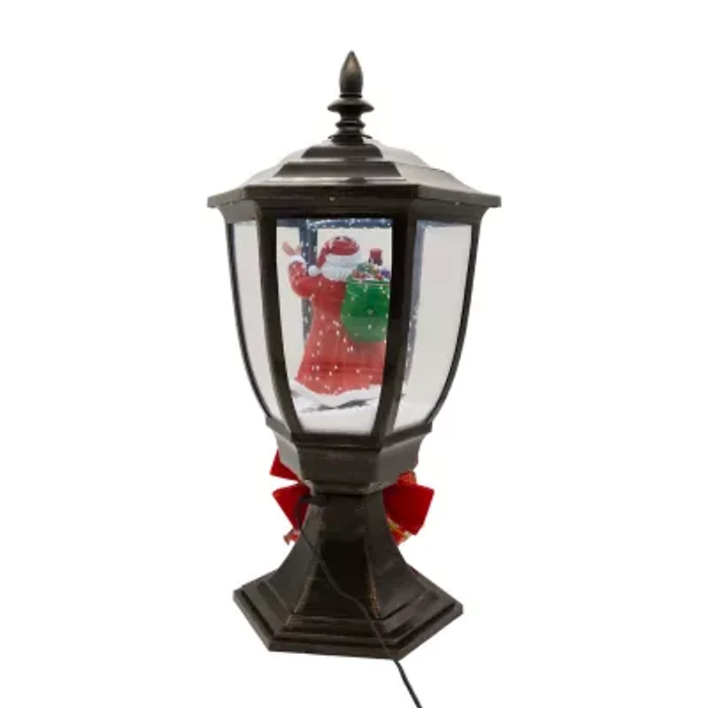 Kurt Adler 21-Inch Illuminated Lamp Post With Snow Accent Lighted Christmas Tabletop Decor
