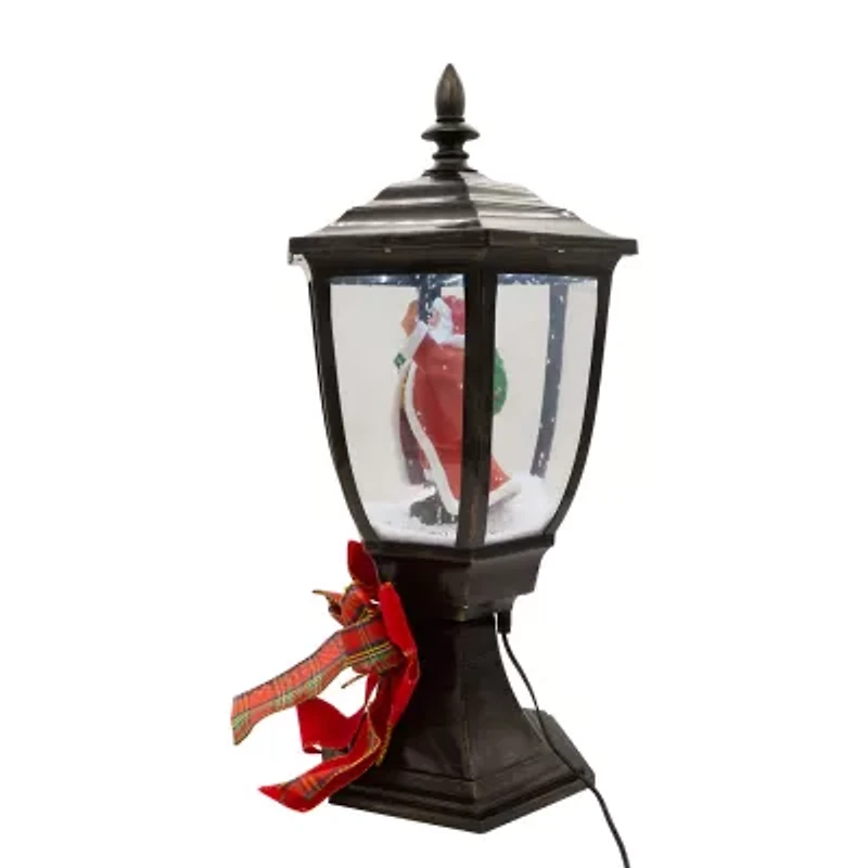 Kurt Adler 21-Inch Illuminated Lamp Post With Snow Accent Lighted Christmas Tabletop Decor