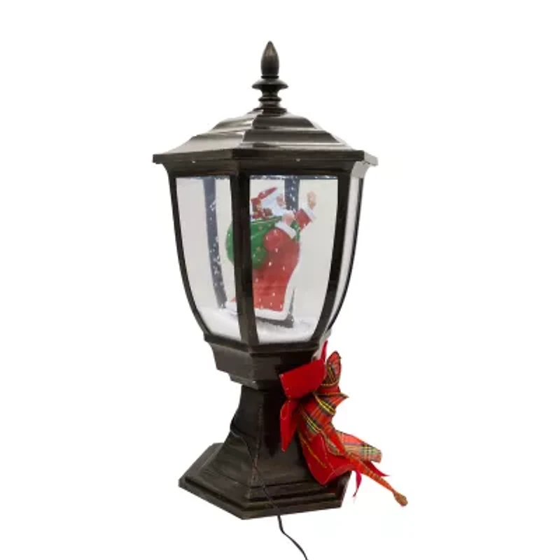 Kurt Adler 21-Inch Illuminated Lamp Post With Snow Accent Lighted Christmas Tabletop Decor
