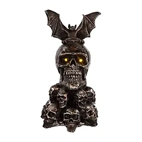 Kurt Adler 11.5 Inch Battery-Operated Bat On Skull Halloween Tabletop Decor