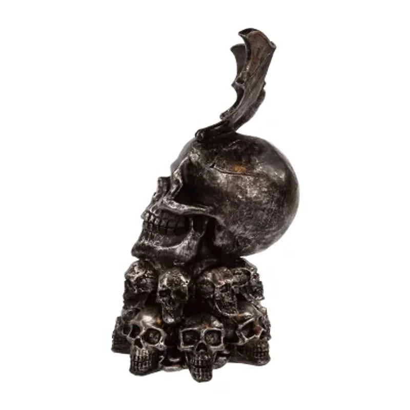 Kurt Adler 11.5 Inch Battery-Operated Bat On Skull Halloween Tabletop Decor