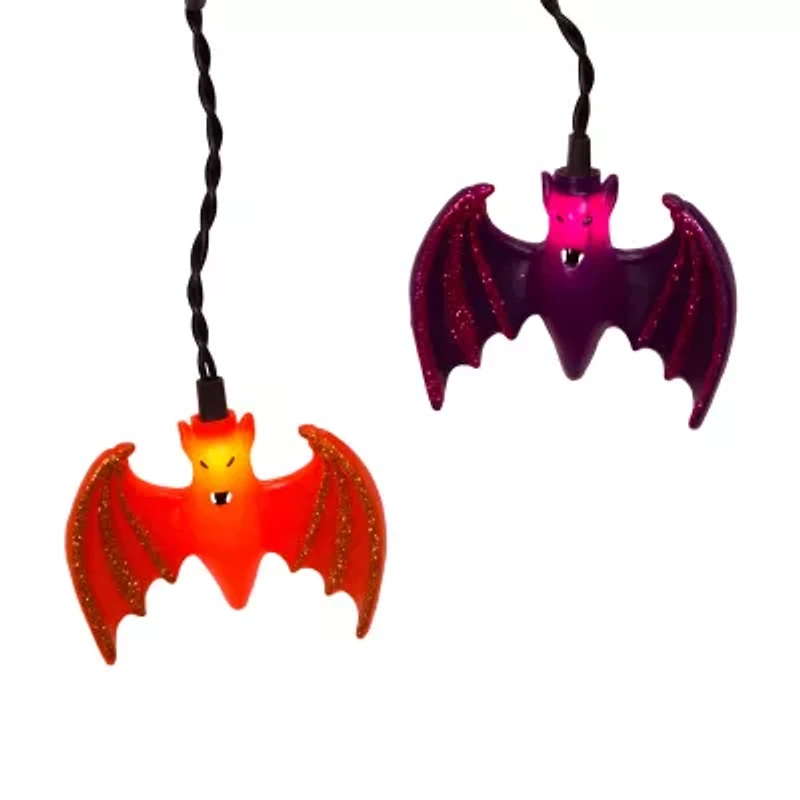 Kurt Adler 25 Purple Orange Bat Indoor Outdoor Icicle Lights