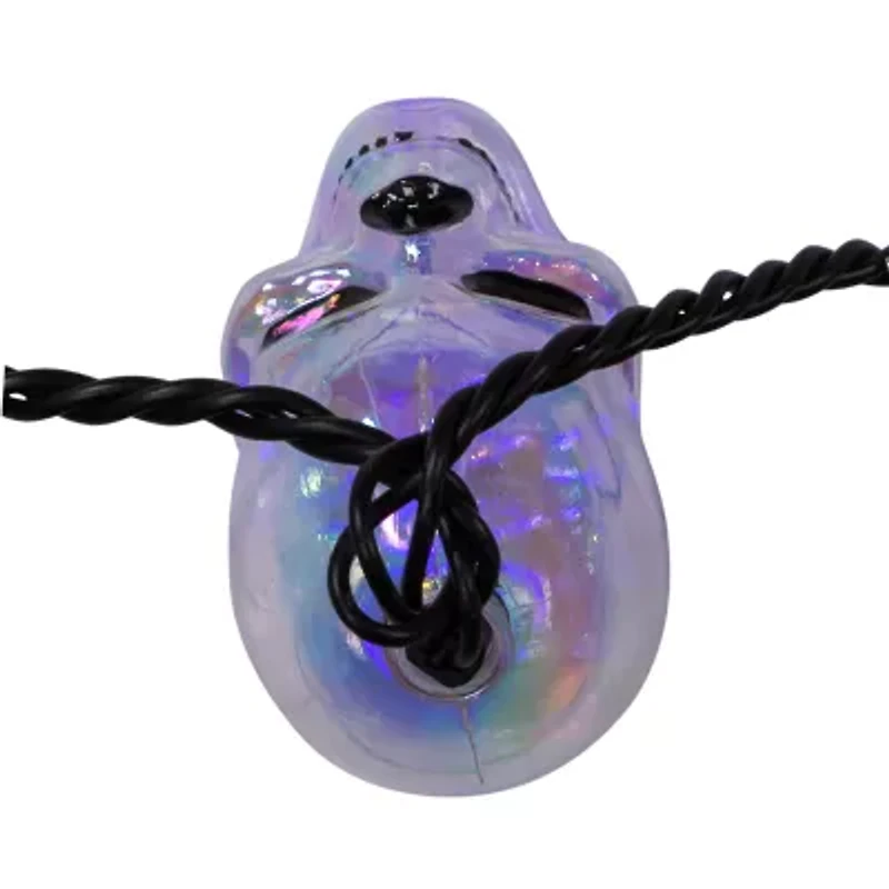 Kurt Adler Ul 10-Light Rgb Led Glitter Skull String Lights
