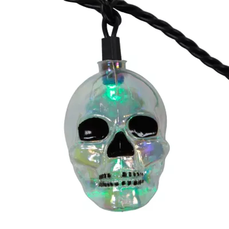 Kurt Adler Ul 10-Light Rgb Led Glitter Skull String Lights