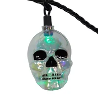 Kurt Adler Ul 10-Light Rgb Led Glitter Skull String Lights