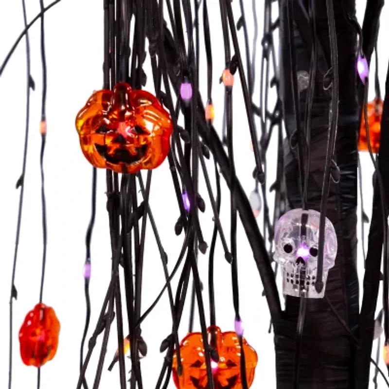 Kurt Adler 6 Foot W 320 Purple Orange Lights 6 Foot Pre-Lit Multi-Function Lights Willow Christmas Tree