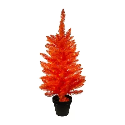 Kurt Adler Pre-Lit Orange 3 Foot Potted Christmas Tree