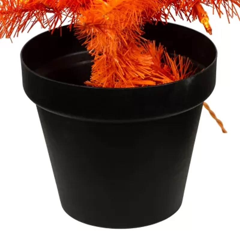 Kurt Adler Pre-Lit Orange 3 Foot Potted Christmas Tree