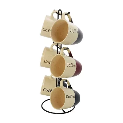 Elama Coffee House 6-pc. Stoneware Mug Set with Stand