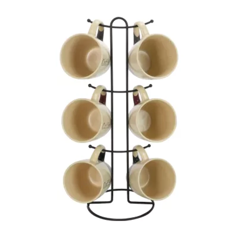 Elama Coffee House 6-pc. Stoneware Mug Set with Stand