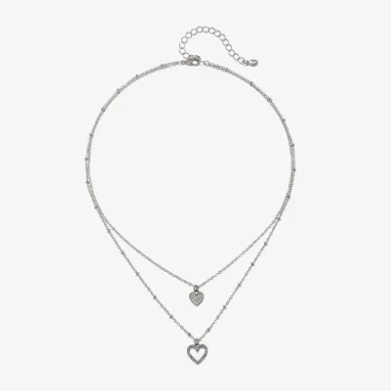 Bijoux Bar Delicates Silver Tone Womens Glass 16 Inch Strand Necklace
