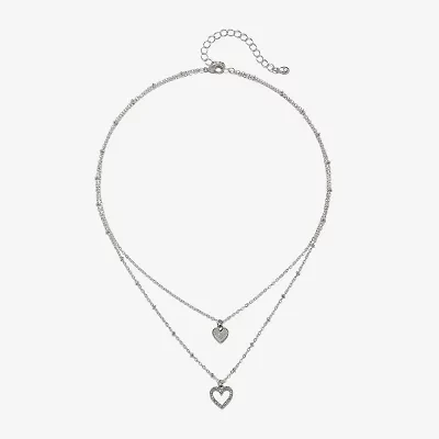 Bijoux Bar Delicates Silver Tone Womens Glass 16 Inch Strand Necklace