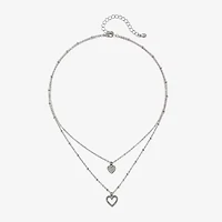 Bijoux Bar Delicates Silver Tone Womens Glass 16 Inch Strand Necklace