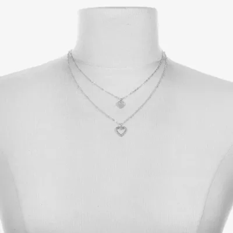 Bijoux Bar Delicates Silver Tone Womens Glass 16 Inch Strand Necklace