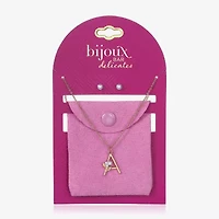 Bijoux Bar Delicates Floral Initial Womens Glass Simulated Pearl 2-pc. Jewelry Set