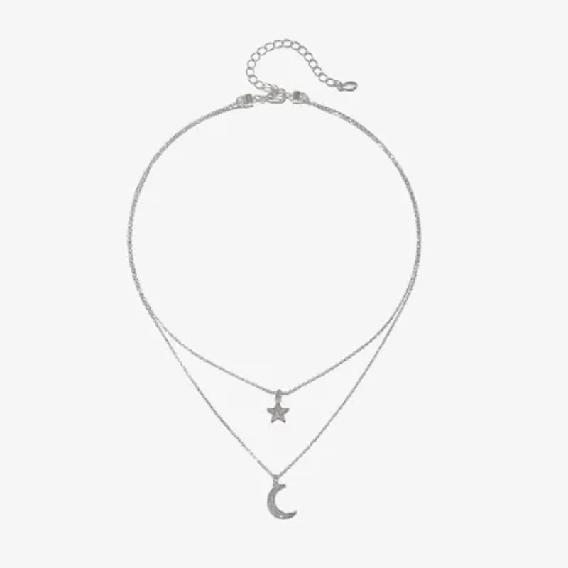 Bijoux Bar Delicates Silver Tone Womens Glass 16 Inch Strand Necklace