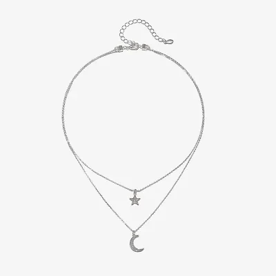 Bijoux Bar Delicates Silver Tone Womens Glass 16 Inch Strand Necklace