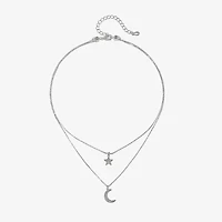 Bijoux Bar Delicates Silver Tone Womens Glass 16 Inch Strand Necklace