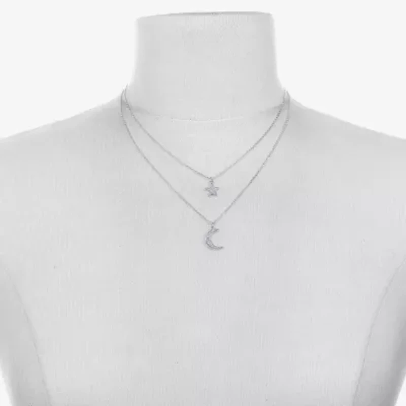 Bijoux Bar Delicates Silver Tone Womens Glass 16 Inch Strand Necklace