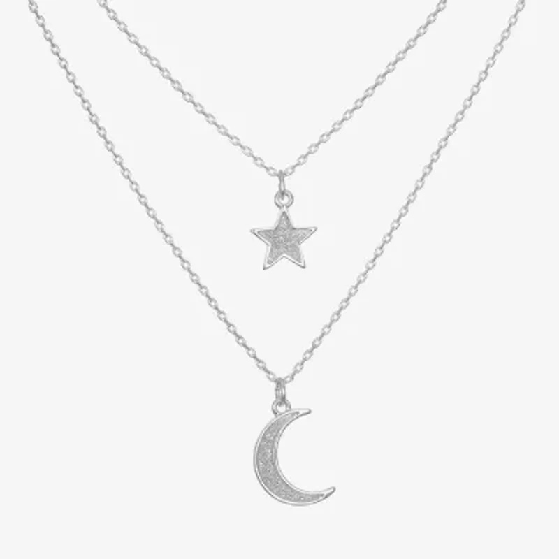 Bijoux Bar Delicates Silver Tone Womens Glass 16 Inch Strand Necklace