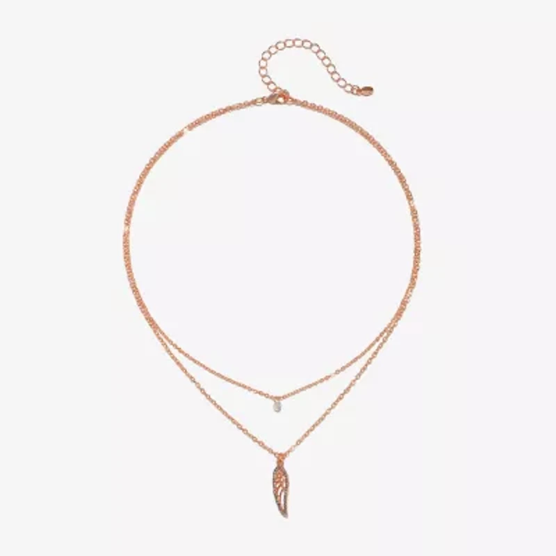 Bijoux Bar Delicates Rose Tone Womens Glass 16 Inch Strand Necklace