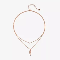 Bijoux Bar Delicates Rose Tone Womens Glass 16 Inch Strand Necklace