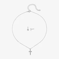 Bijoux Bar Delicates Silver Tone Womens Champagne Glass Cross 2-pc. Jewelry Set