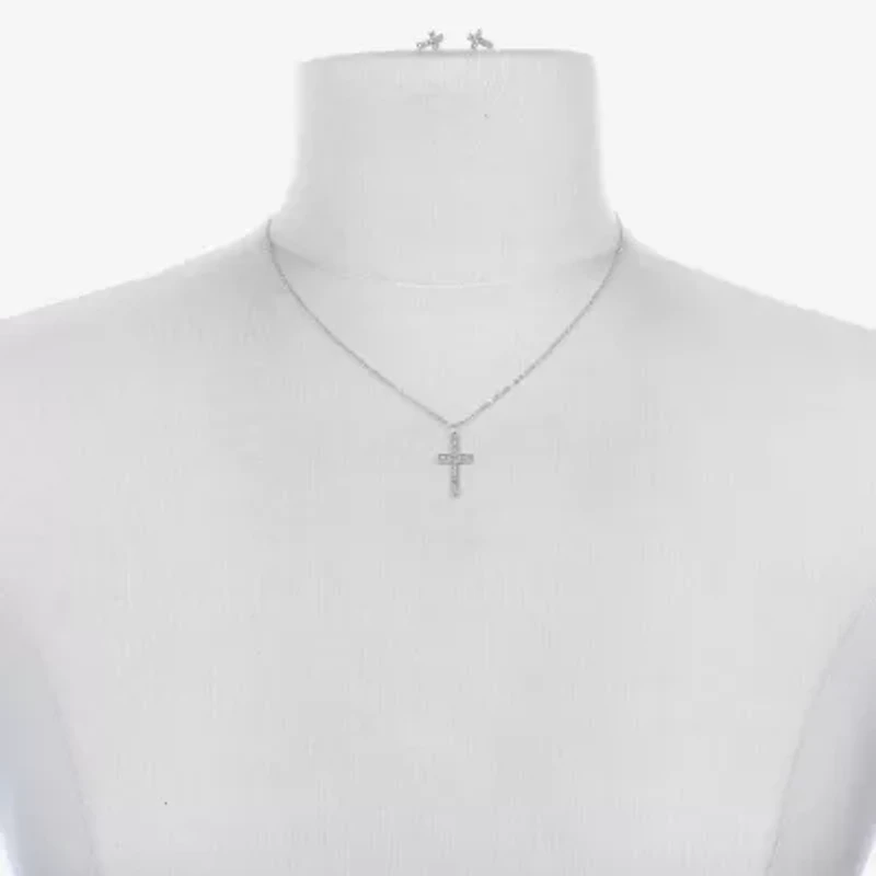 Bijoux Bar Delicates Silver Tone Womens Champagne Glass Cross 2-pc. Jewelry Set