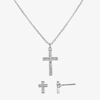 Bijoux Bar Delicates Silver Tone Womens Champagne Glass Cross 2-pc. Jewelry Set