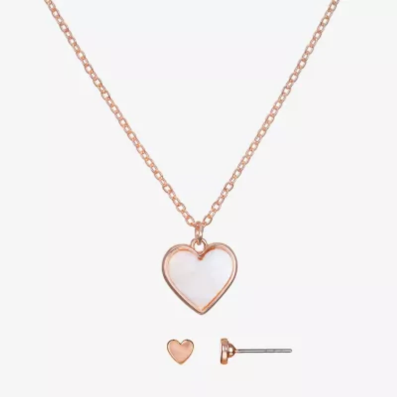Bijoux Bar Delicates Rose Tone Womens Heart 2-pc. Jewelry Set