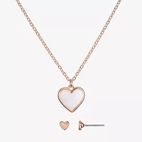 Bijoux Bar Delicates Rose Tone Womens Heart 2-pc. Jewelry Set