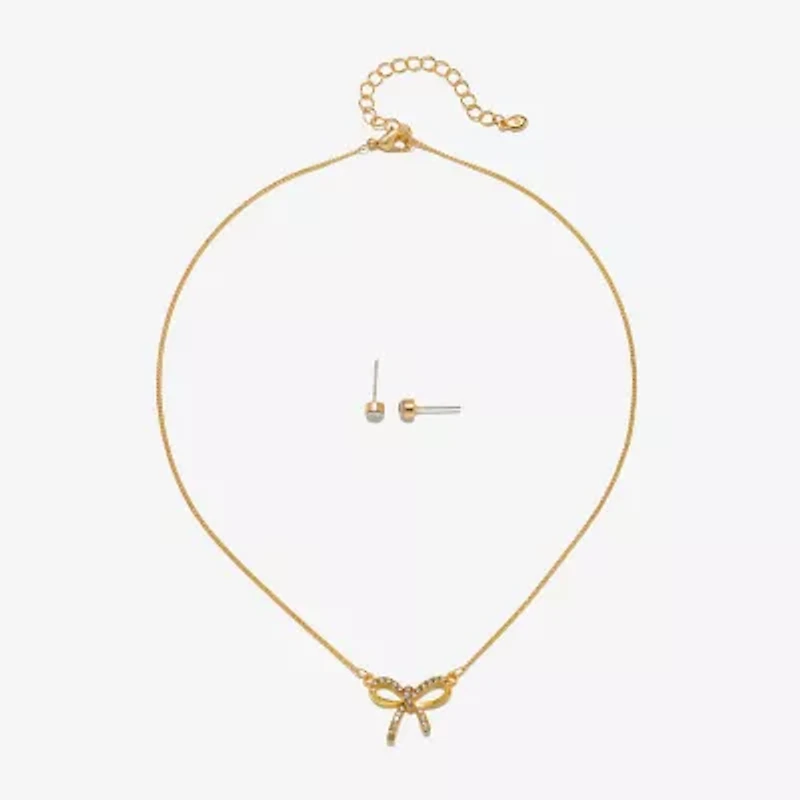 Bijoux Bar Delicates Gold Tone Womens Glass Bow 2-pc. Jewelry Set